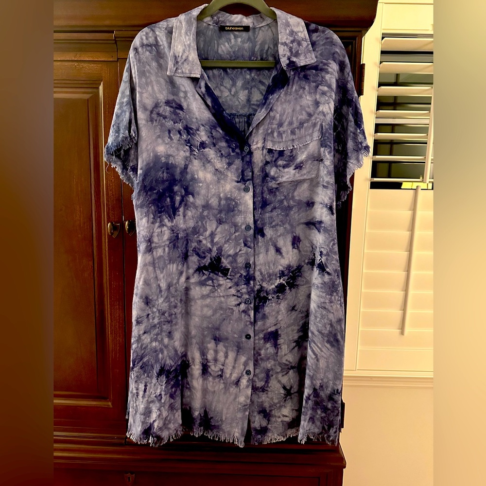 Blue Tie Dye Dress 👗 with Pockets!